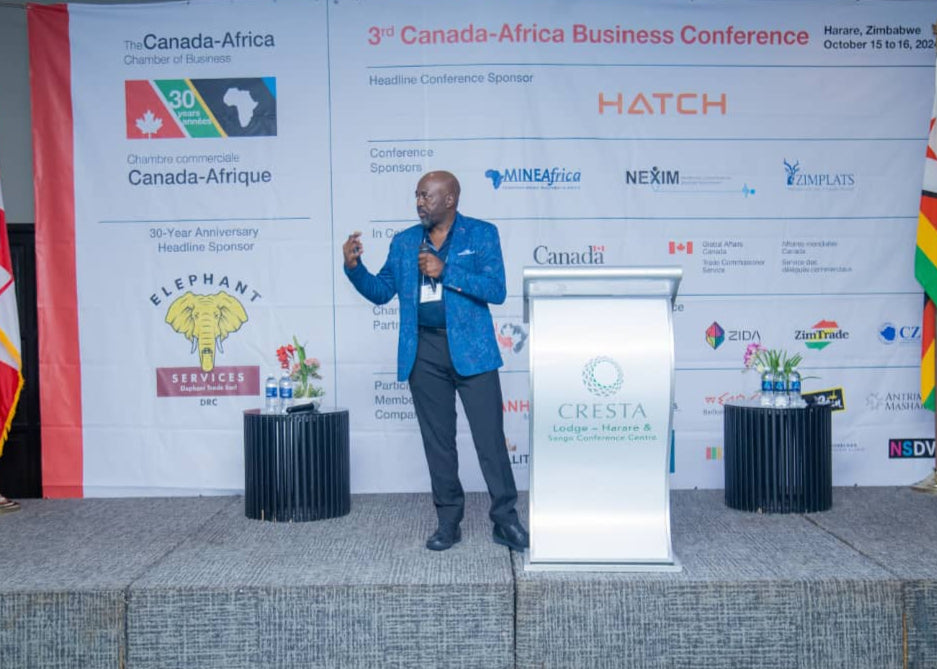 Brian Dodo speaks at the 3rd Canada-Africa Business Conference in Zimbabwe